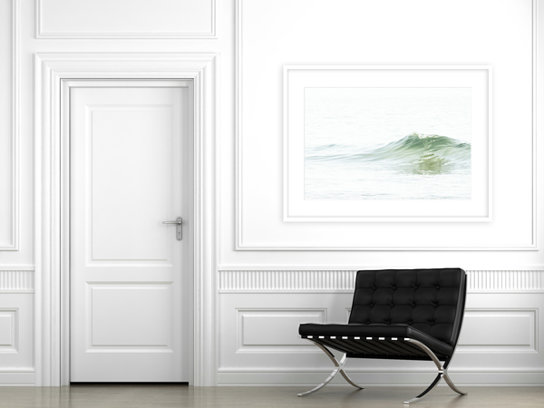 How to size art for walls: Ocean Waves No 5 in living room by Cattie Coyle Photography