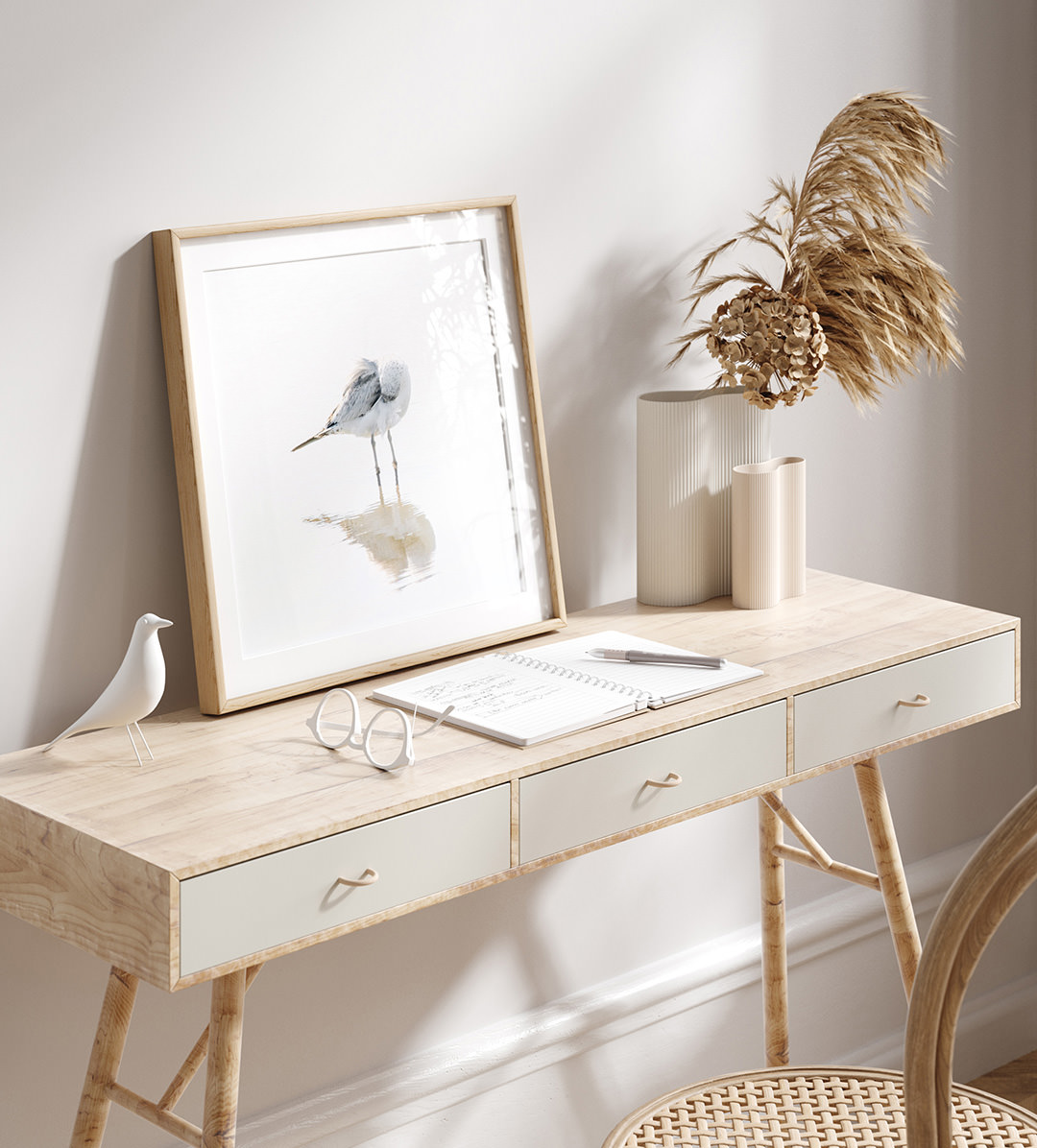 Seagull No 13 - Fine art print by Cattie Coyle Photography on desk. © 2017, all rights reserved.