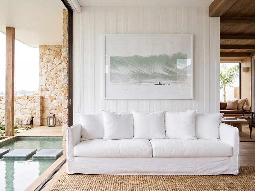 Surfing No 4 - Fine art print by Cattie Coyle Photography in living room. © 2017, all rights reserved.