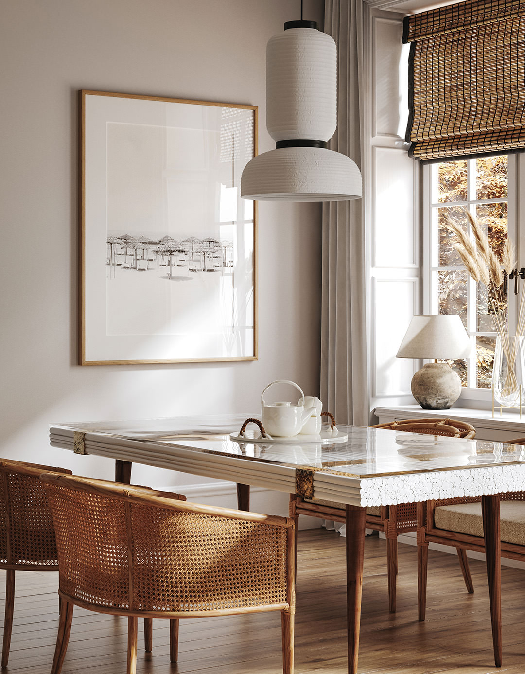 Beach Days No 1 - Fine art print by Cattie Coyle Photography in dining room. © 2018, all rights reserved.