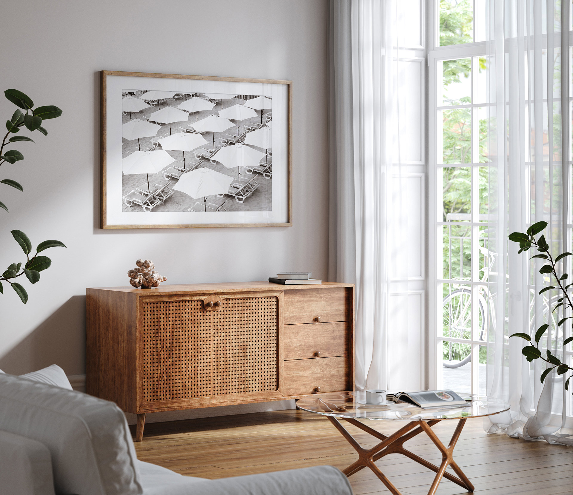 Beach Days No 8 - Fine art print by Cattie Coyle Photography in living room. © 2018, all rights reserved.