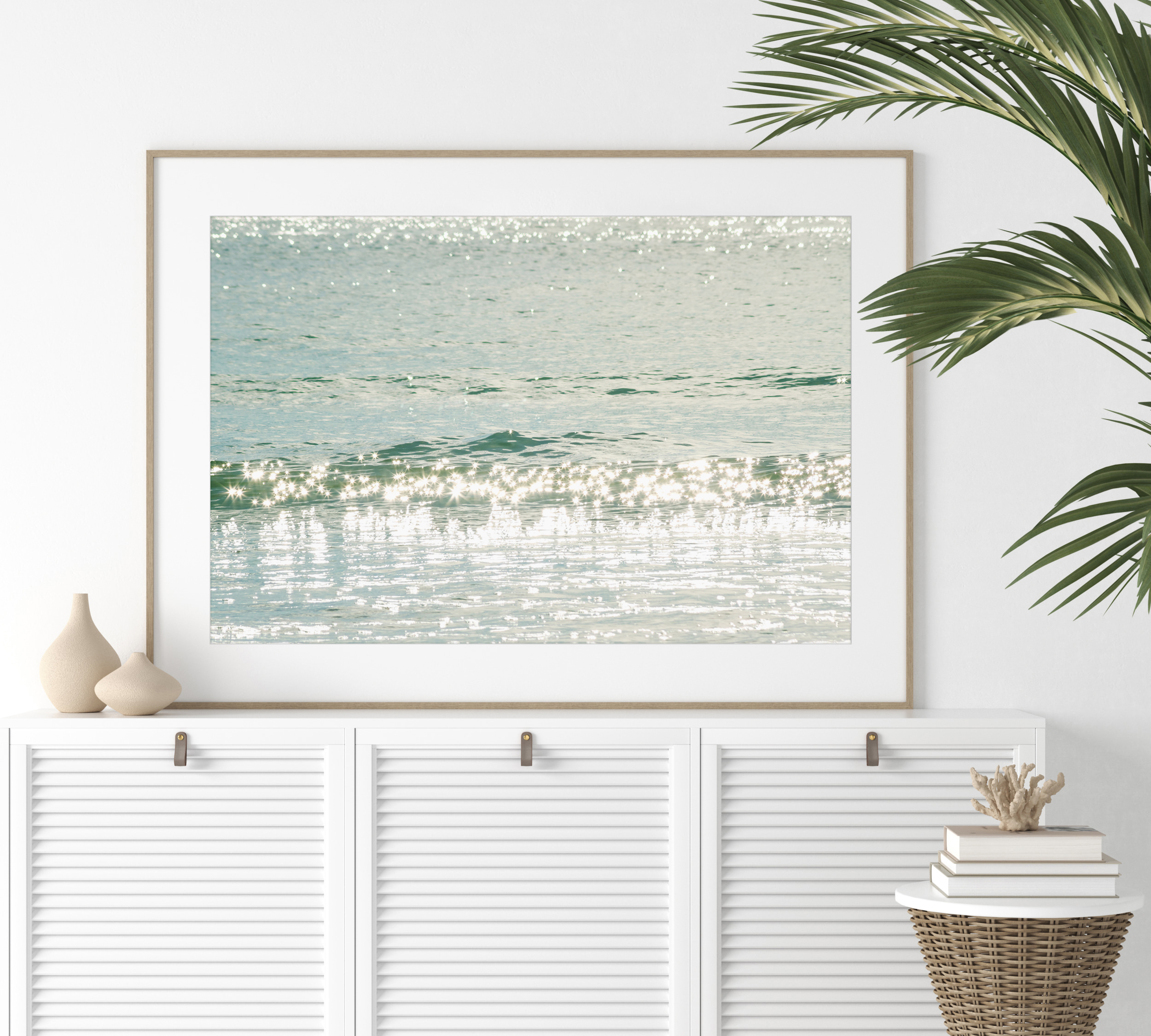 Ocean Waves No 15 - Fine art print by Cattie Coyle Photography on dresser. © 2017, all rights reserved.