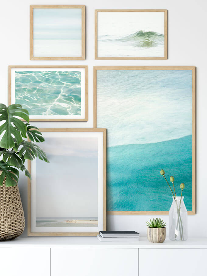 Fine art ocean print gallery wall by Cattie Coyle Photography