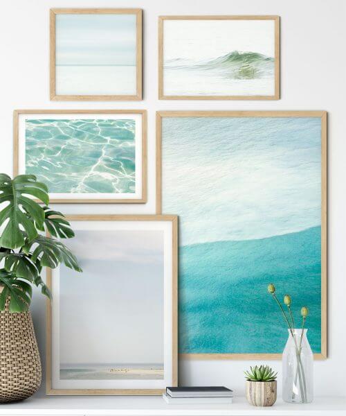 Ocean prints gallery walls by Cattie Coyle Photography