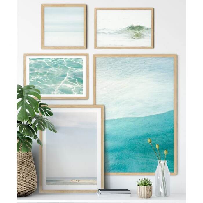 Ocean prints gallery walls by Cattie Coyle Photography