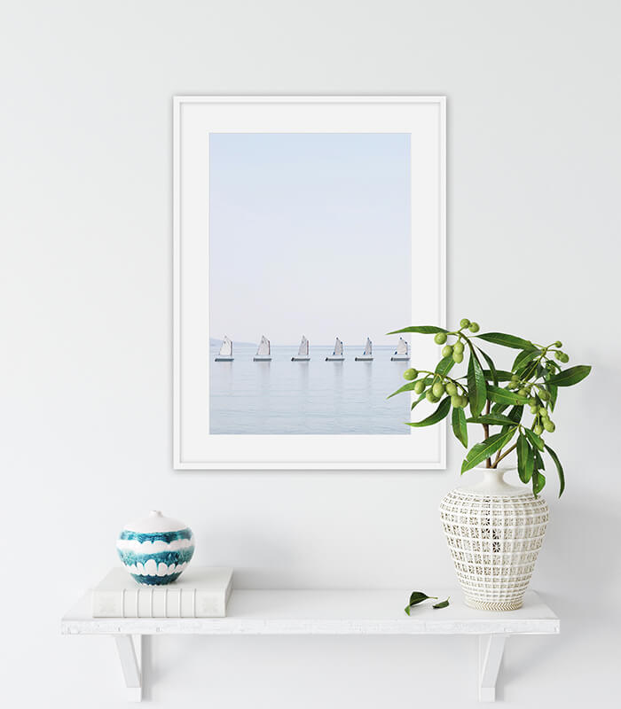 The Little Sailboats No 2 - Minimalist nautical wall art by Cattie Coyle Photography