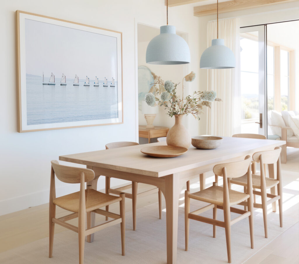 The Little Sailboats No 3 - Fine art print by Cattie Coyle Photography in dining room. Copyright 2019, all rights reserved.