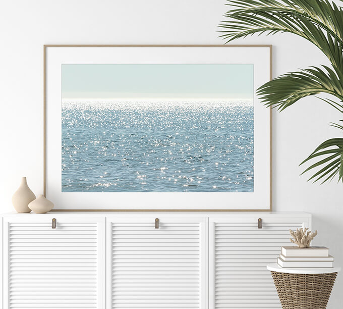 Sun Glitter - Blue water art print by Cattie Coyle Photography