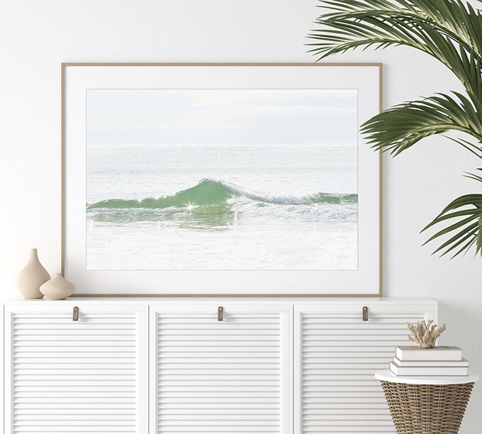 Ocean Wave No 2 by Cattie Coyle Photography on white dresser