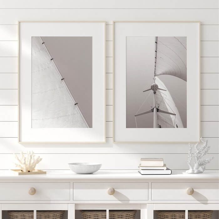 Sailing No 1 and 2 - Fine art prints by Cattie Coyle Photography in beach house