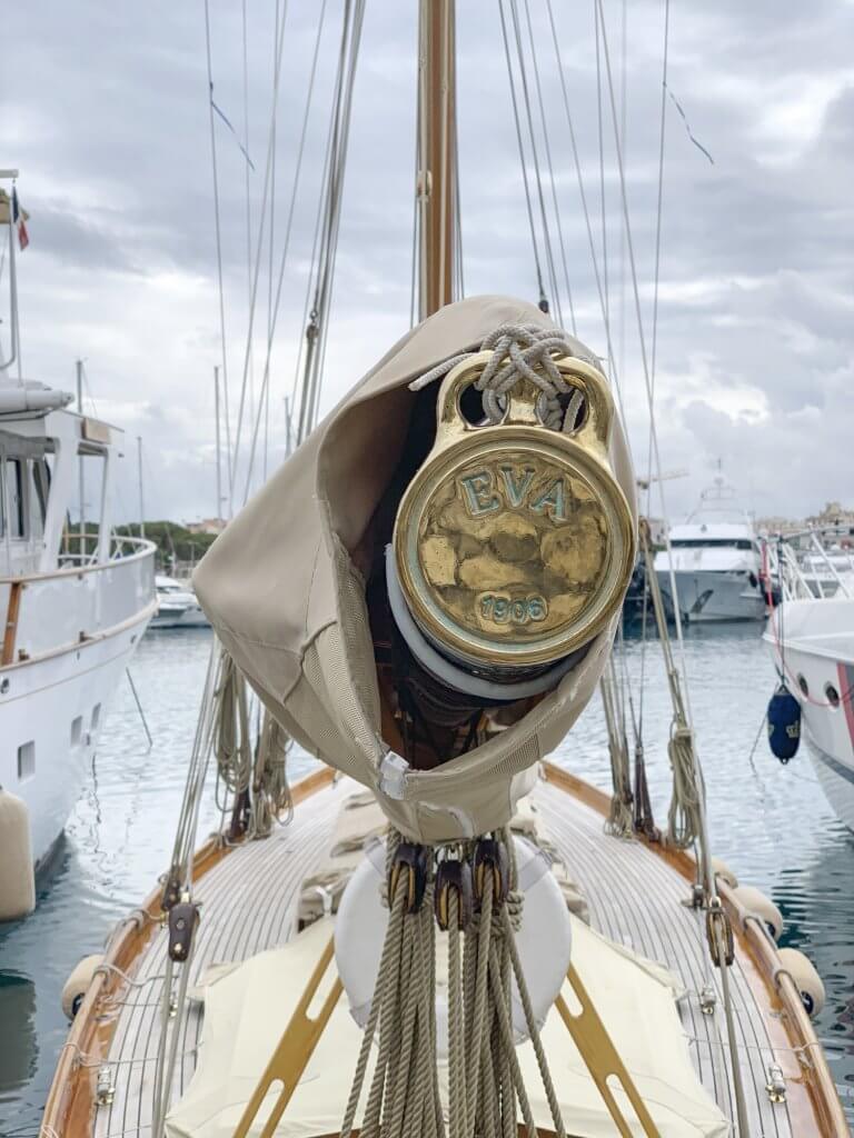Sailing yacht Eva in Antibes, France, by Cattie Coyle Photography. © 2019, all rights reserved.