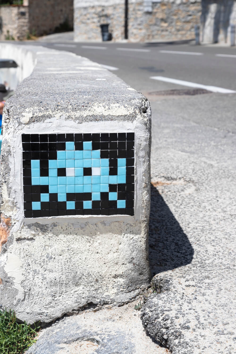 Invader art installation at Plage des Ondes, Cap d'Antibes, France by Cattie Coyle Photography