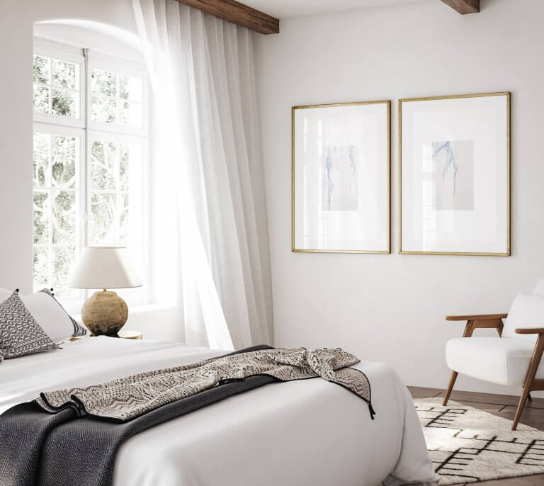 Sand Abstraction No. 2 and 3 - Fine art prints by Cattie Coyle Photography in bedroom. © 2016, all rights reserved.