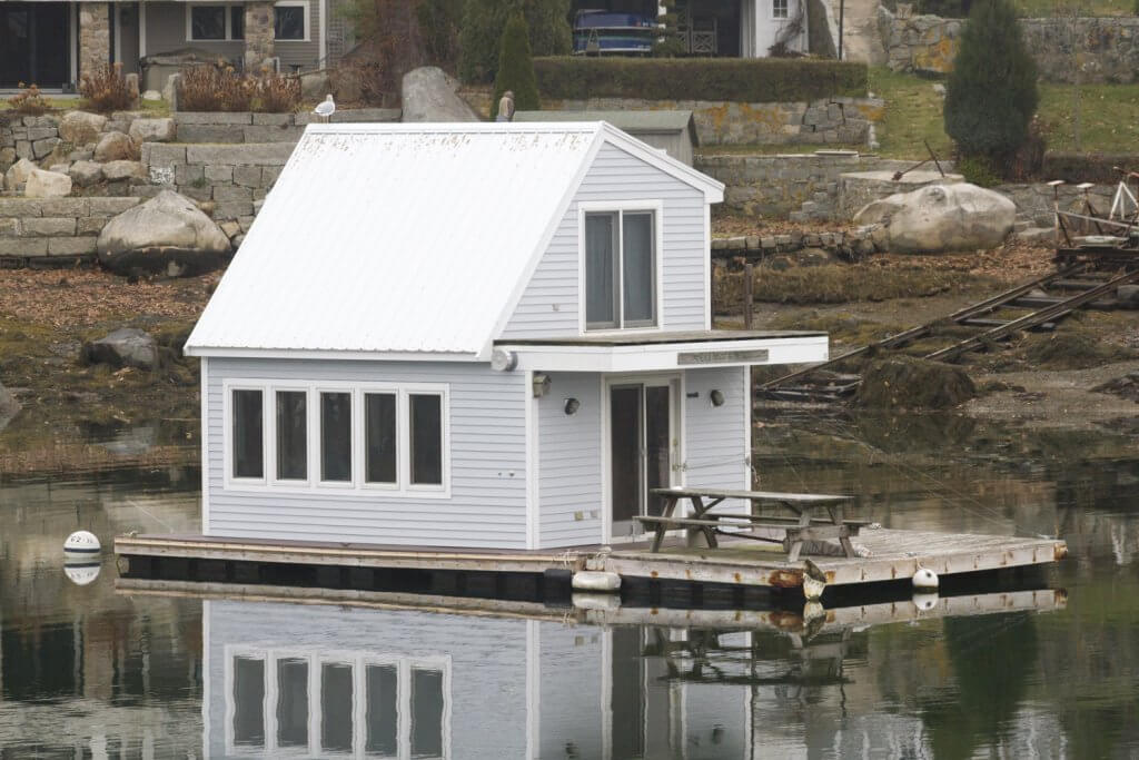 Tiny floating house, Annisquam, MA, by Cattie Coyle Photography