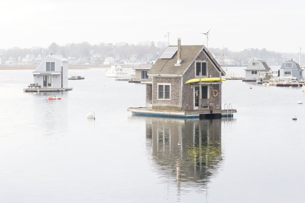 Tiny floating houses, Annisquam, MA, by Cattie Coyle Photography