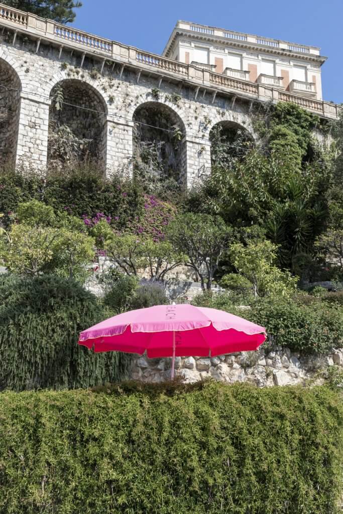 Pink umbrella, Beaulieu-sur-Mer, France, by Cattie Coyle Photography