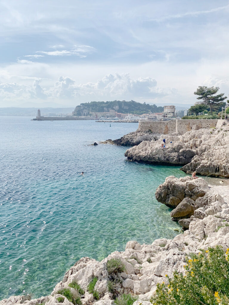 Walks in the French Riviera: View of the Bay of Angels and Nice old port from the coastal path by Cattie Coyle Photography. © 2019, all rights reserved.