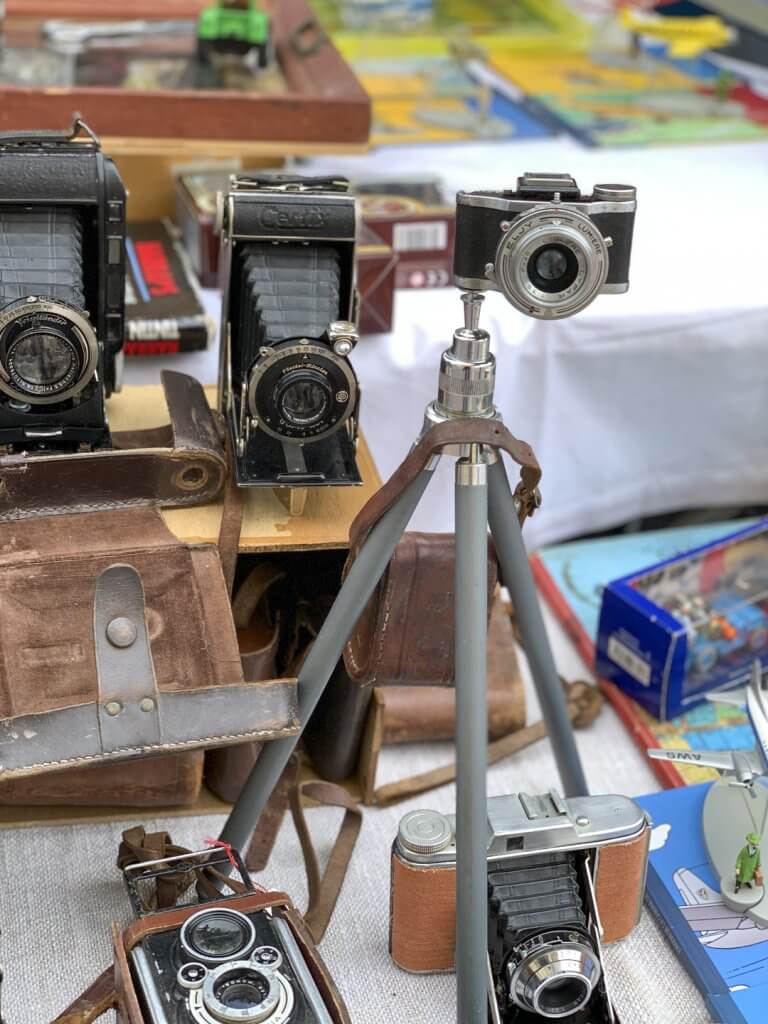 Vintage cameras at the flea market at Cours Saleya, Nice France | Cattie Coyle Photography