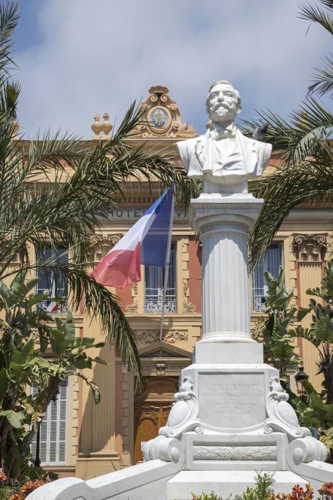 Bust of former mayor Louis Laurent in front of Menton City Hall