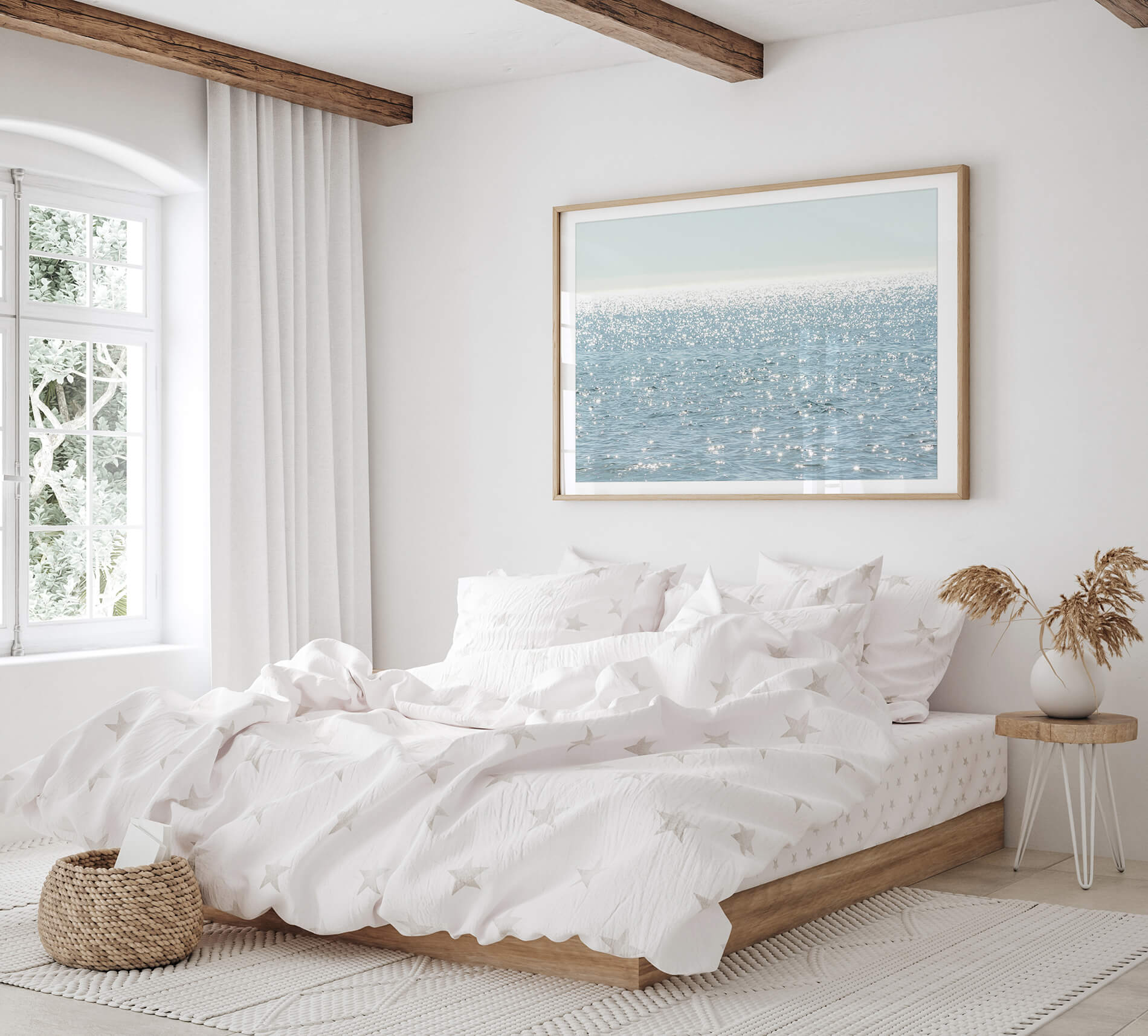 Sun Glitter - Fine art print by Cattie Coyle Photography in coastal bedroom. © 2018, all rights reserved.