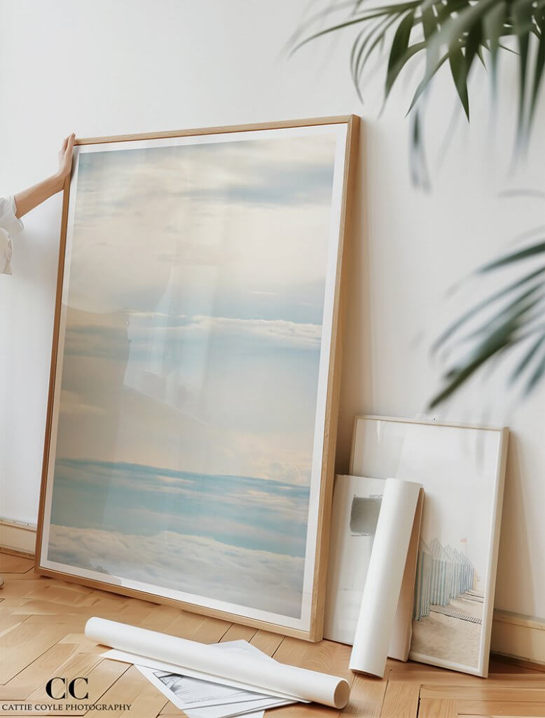 Cloud art print by Cattie Coyle Photography in living room. © 2013, all rights reserved.